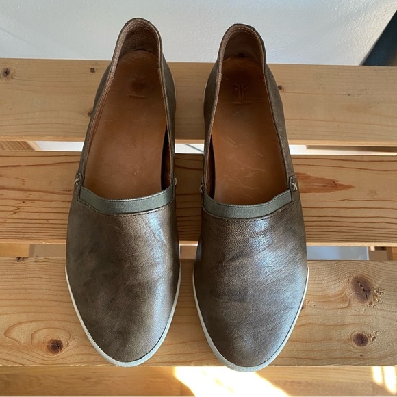 Frye Brown Leather Melanie Slip On Sneakers 10 - Picture 2 of 15